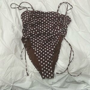 Wild Fable Polka Dot One-Piece Swimsuit Brown & White